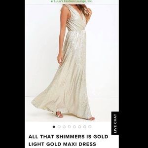 Lulu’s light gold shimmer dress